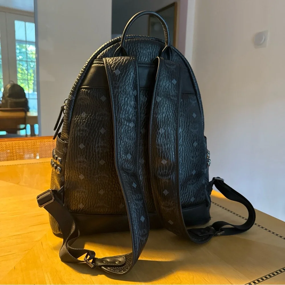 MCM Monogramed Metallic Visetos Side Studs Backpack - Picture 3 of 16